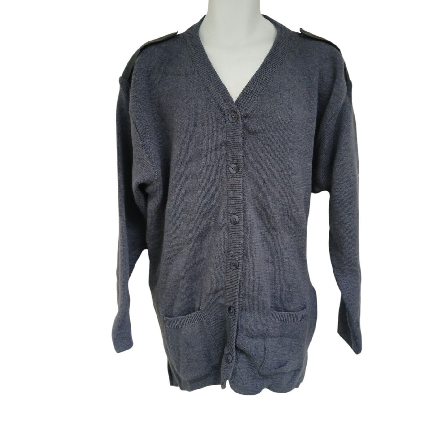 RAF Utility Womens Cardigan Buttoned Jumper Blue Grey 80% Wool Pullover Military