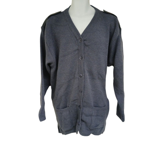 RAF Utility Womens Cardigan Buttoned Jumper Blue Grey 80% Wool Pullover Military