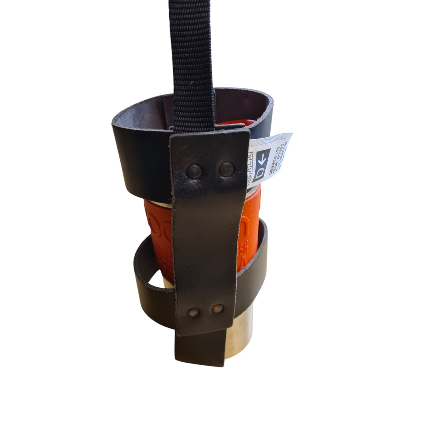 Leather and Nylon Bottle Drinks Holder Belt Loop Black Security Hiking Festival