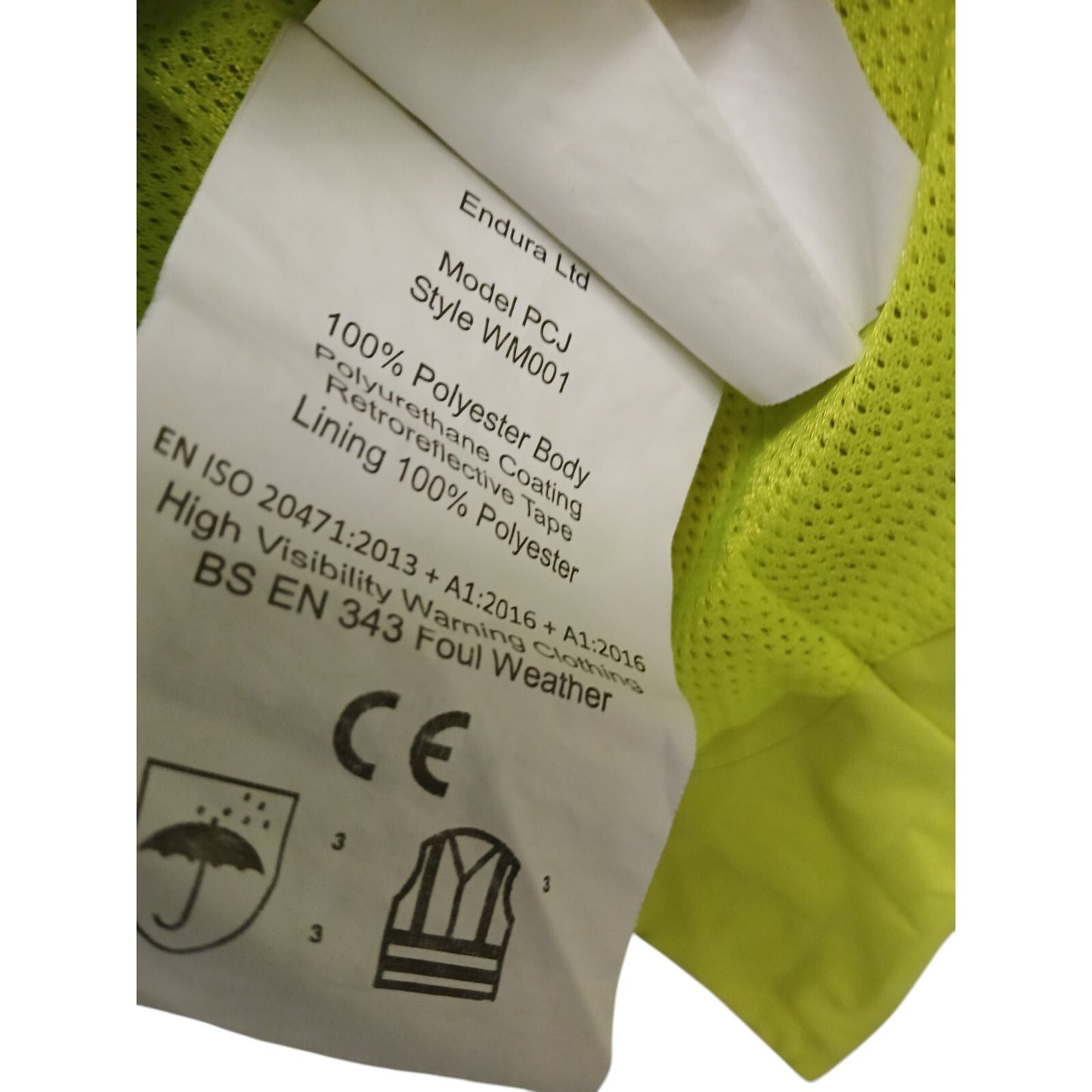 Endura Cycling Jacket Hi Vis Hi Viz Waterproof Small Security Police Emergency