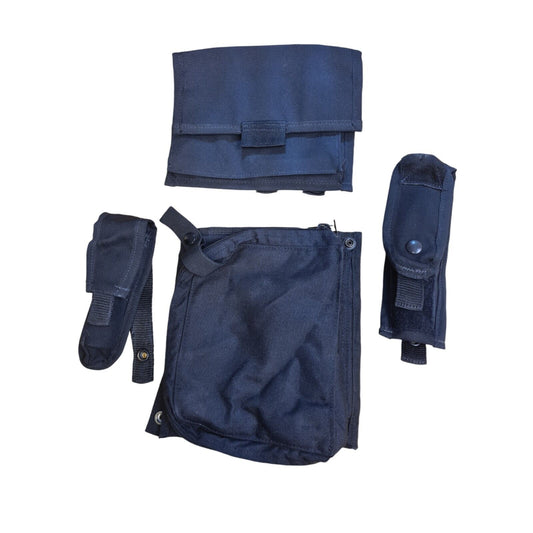 Molle Tactical Utility Pouches x4 Black Police Security Airsoft Webbing Pouch